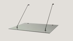 Daszek szklany na odciągach - zestaw ze szkłem bezbarwnym 140x100 -  czarny RAL 9005